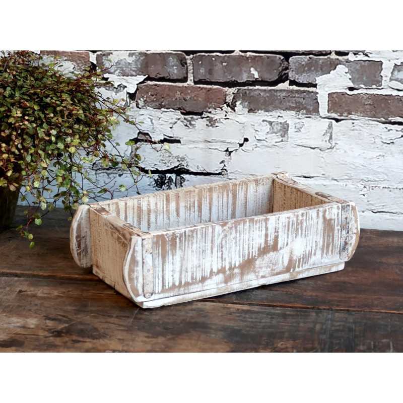 Bílá dřevěná retro bedýnka Brick old white - 30*15*10 cm