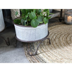 Plechový antik obal na květináč/ lavór na nožičkách Groo - Ø 27*23cm