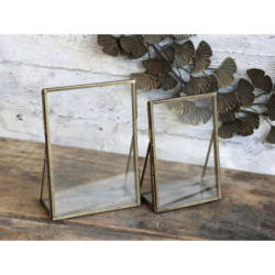 Fotorámeček s mosazným antik kovovým rámem Pearl - 11*6*16 / 10*15 cm