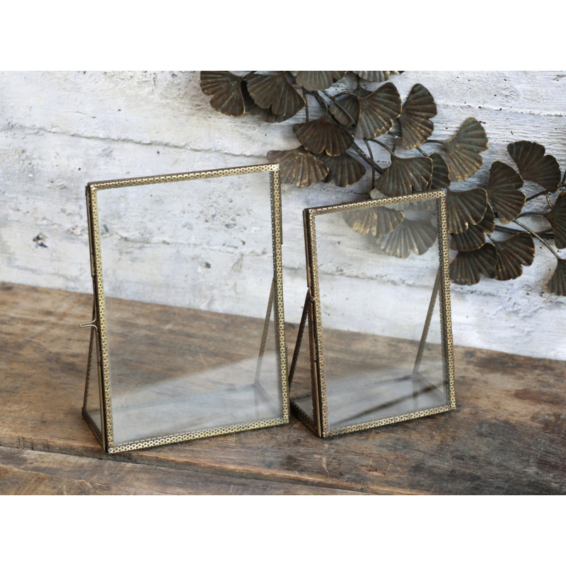 Fotorámeček s mosazným antik kovovým rámem Pearl - 11*6*16 / 10*15 cm