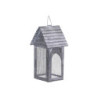 Šedá plechová antik lucerna domeček Candle house - 11*10*23 cm