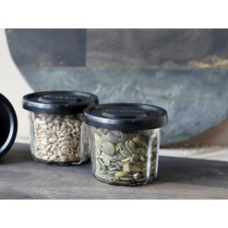 Skleněná dóza s černým víčkem French Jam - Ø 7,5*5,5 cm