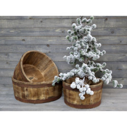 Dřevěné retro vědro / obal na květináč - Ø 30*17cm