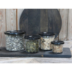 Skleněná dóza s černým víčkem French Jam - Ø 13*11 cm