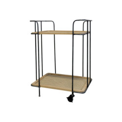 Kovový vozík na kolečkách s dřevěnými deskami Cannie - 55*41*76cm