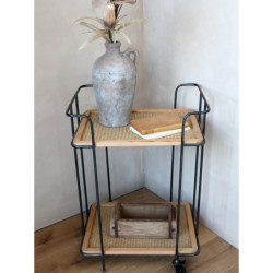 Kovový vozík na kolečkách s dřevěnými deskami Cannie - 55*41*76cm
