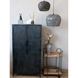 Kovový vozík na kolečkách s dřevěnými deskami Cannie - 55*41*76cm