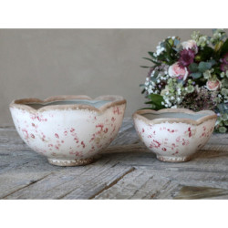 Keramický obal na květináč s růžovými kvítky Floral Cannes - Ø20*11.5cm