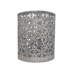 Zinkový antik svícen s květy Flowers - Ø 8*10cm