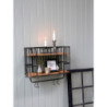 Černá antik nástěnná kovová polička s dřevěnými poličkami a háčky Old shelf- 52*20*45cm