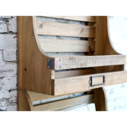 Nástěnná dřevěná police na časopisy Magazine rack - 35*15*90 cm