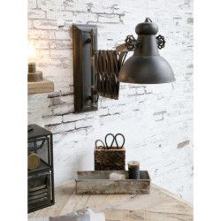 Černá antik nástěnná lampa s patinou Factory Lamp - Ø21*45-105 cm/ E14/ 60W