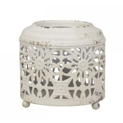 Krémová antik kovová lucerna Fleur-de-wire - Ø13 *12cm