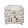 Krémová antik kovová lucerna Fleur-de-wire - Ø13 *12cm