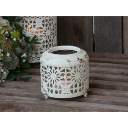 Krémová antik kovová lucerna Fleur-de-wire - Ø13 *12cm