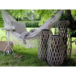 Béžová režná bavlněná hamaka se střapci Hammock - 150*245 cm