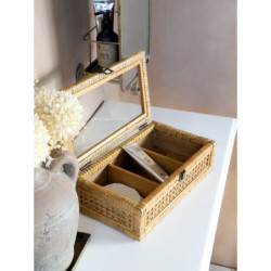 Přírodní proutěný úložný box se 3mi přihrádkami Francesca - 32*19*11 cm
