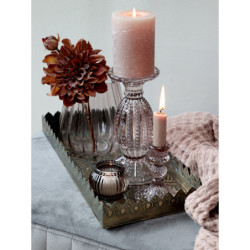 Set 3ks mosazný antik kovový podnos s patinou Flowre - 40*18*5cm
