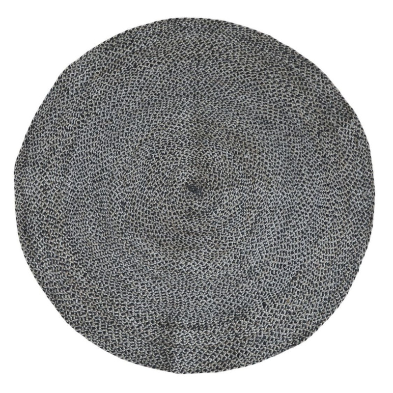 Přírodně - černý kulatý jutový koberec Bunio - Ø 120 cm