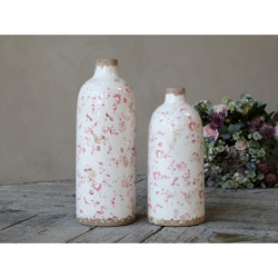 Keramická dekorační váza s růžovými kvítky Floral Cannes - Ø 11*26cm