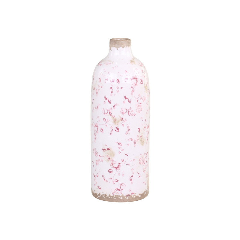 Keramická dekorační váza s růžovými kvítky Floral Cannes - Ø 11*31cm