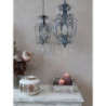 Šedý vintage ručně vyrobený lustr s kamínky Chandelié - 31*52cm/E14/ 60W