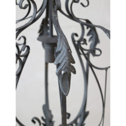 Šedý antik ručně vyrobený lustr s listy Chillié - 31*52cm/E14/ 60W