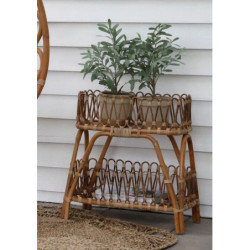 Ratanový antik stolek s dekorační obrubou Braide - 52*26*60cm