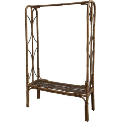 Hnědý antik ratanový věšák s policí a tyčí Anor Wicker - 107*39*180cm