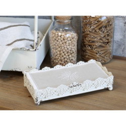 Krémový antik kovový držák na ubrousky s patinou Bione - 21*11*5cm