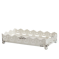 Krémový antik kovový držák na ubrousky s patinou Bione - 21*11*5cm