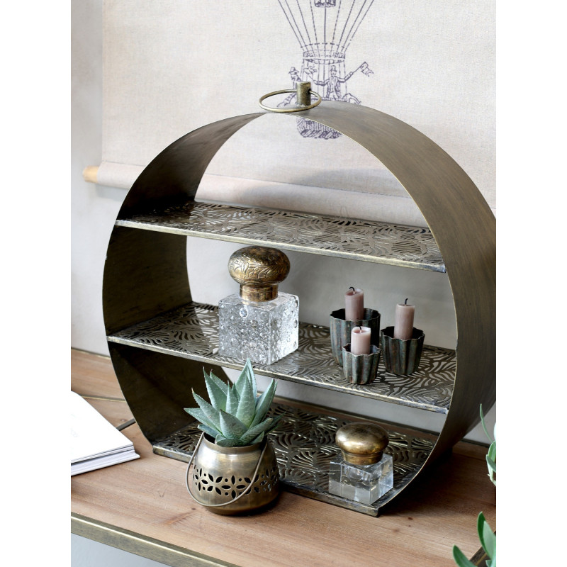 Bronzová antik kulatá polička Arles - Ø 46*13cm