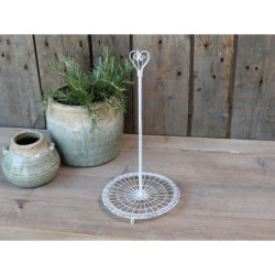 Bílý kovový stojan na kuchyňské utěrky s ozdobou Fill - Ø 16*33 cm
