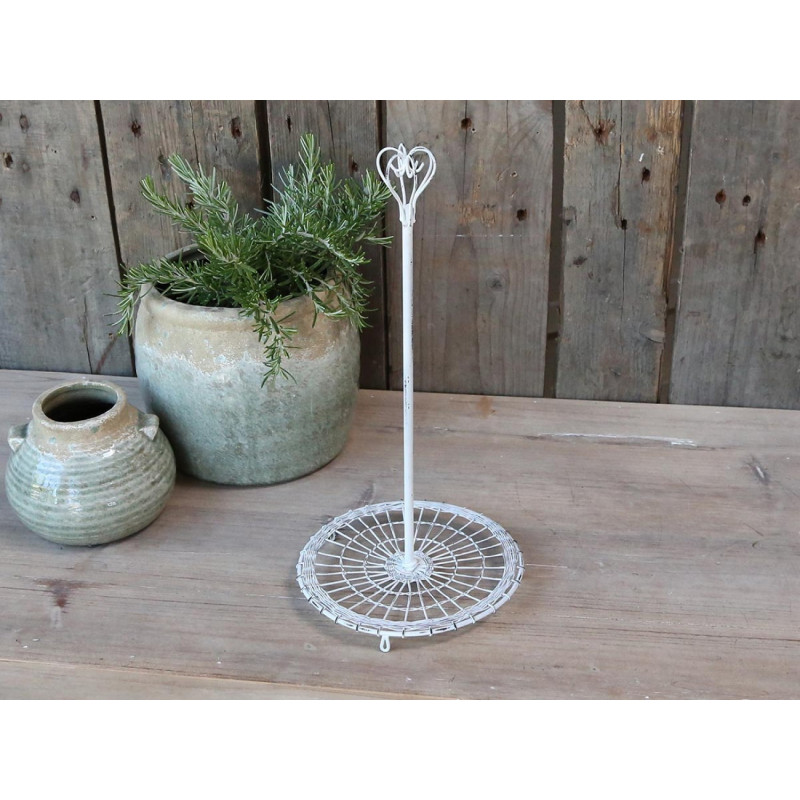 Bílý kovový stojan na kuchyňské utěrky s ozdobou Fill - Ø 16*33 cm