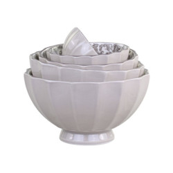Set 5ks mocca porcelánová miska s ornamenty uvnitř Arés - Ø15*9 cm