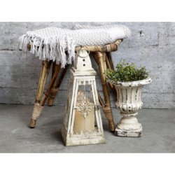 Krémová antik kovová lucerna s ornamenty Vintage - 20*20*46cm