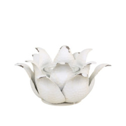 Krémový antik svícen ve tvaru květu na čajovou svíčku Flow - Ø 16*9cm