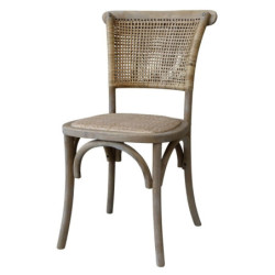 Přírodní dřevěná židle s ratanovým výpletem Old French chair - 45*40*88 cm