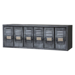 Šedá antik nástěnná kovová skříňka s boxy Factory - 75*24*26cm