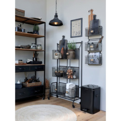 Černé antik kovové závěsné světlo Factory - Ø36*32cm