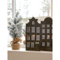 3ks mosazný antik kovový domek na svíčku Candle Houses - 12*12*27cm