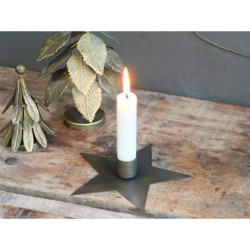 Bronzový antik svícen na úzkou svíčku ve tvaru hvězdy Star - 13*2,5cm