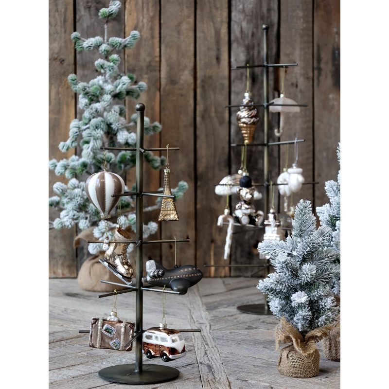 Champagne antik závěsná skleněná dekorace brusle - 8*3*8 cm