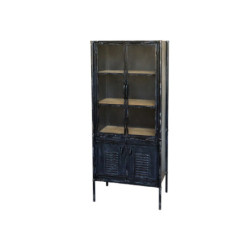 Černá antik kovová komoda Carine - 60*38*140cm