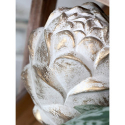 Bílo - zlatá antik cementová dekorace šiška Vittel - 15*24cm