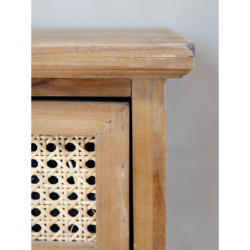 Hnědá antik dřevěná komoda se šuplíky a výpletem French wicker - 54*32*125cm