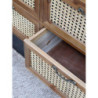 Hnědá antik dřevěná komoda se šuplíky a výpletem French wicker - 122*36*51cm