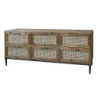 Hnědá antik dřevěná komoda se šuplíky a výpletem French wicker - 122*36*51cm