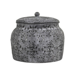 Zinková kovová vintage dóza Vire zinc s víkem - Ø15*13 cm