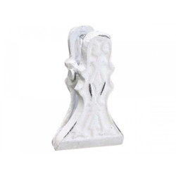 Bílý antik nástěnný litinový klip s ornamentem - 6*10cm